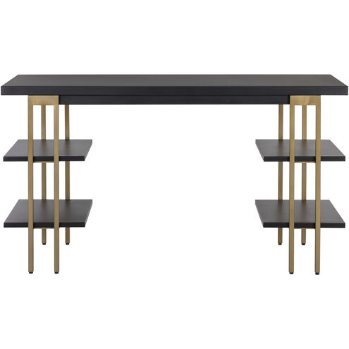 Levigne 55 X 20 inch Black / Antique Brass Desk